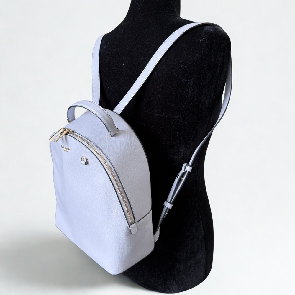 NWOT Kate Spade Staci Saffiano Leather Dome Backpack -Silver Gray. Free Dust Bag - Picture 2 of 4